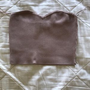 pink crop top, tube top